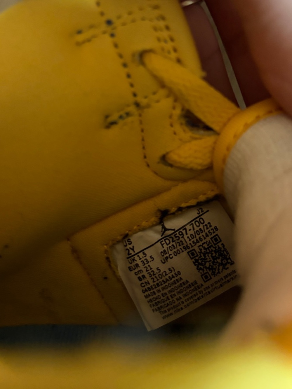 Nike Air Jordan Blue and Yellow High-Top Sneakers - Picture 3 of 4